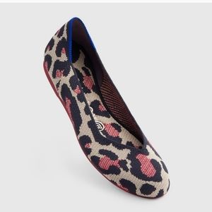 Rothys Red Cat Animal Print Round toe Flats 7